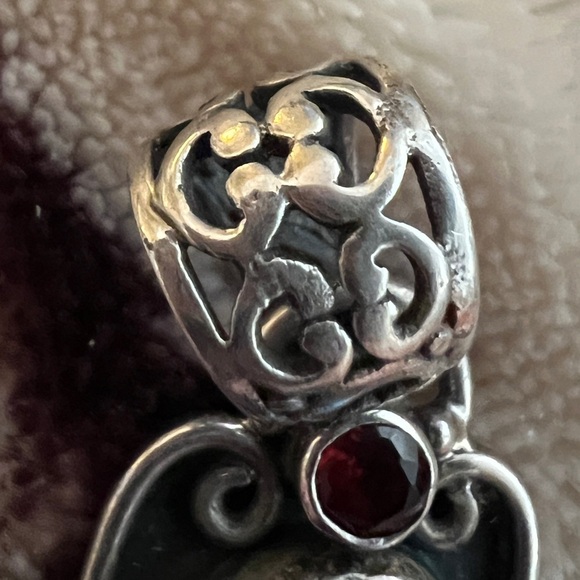 ❤️ Native Artisan Handmade Dichroic Glass & Gemstone Pendant 925 Sterling - Picture 5 of 12